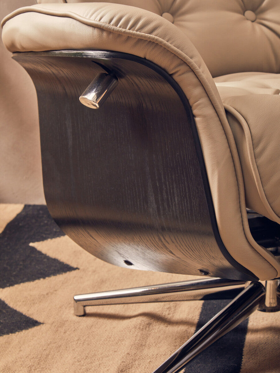 Mink Leather Effect Recliner and Footstool Set