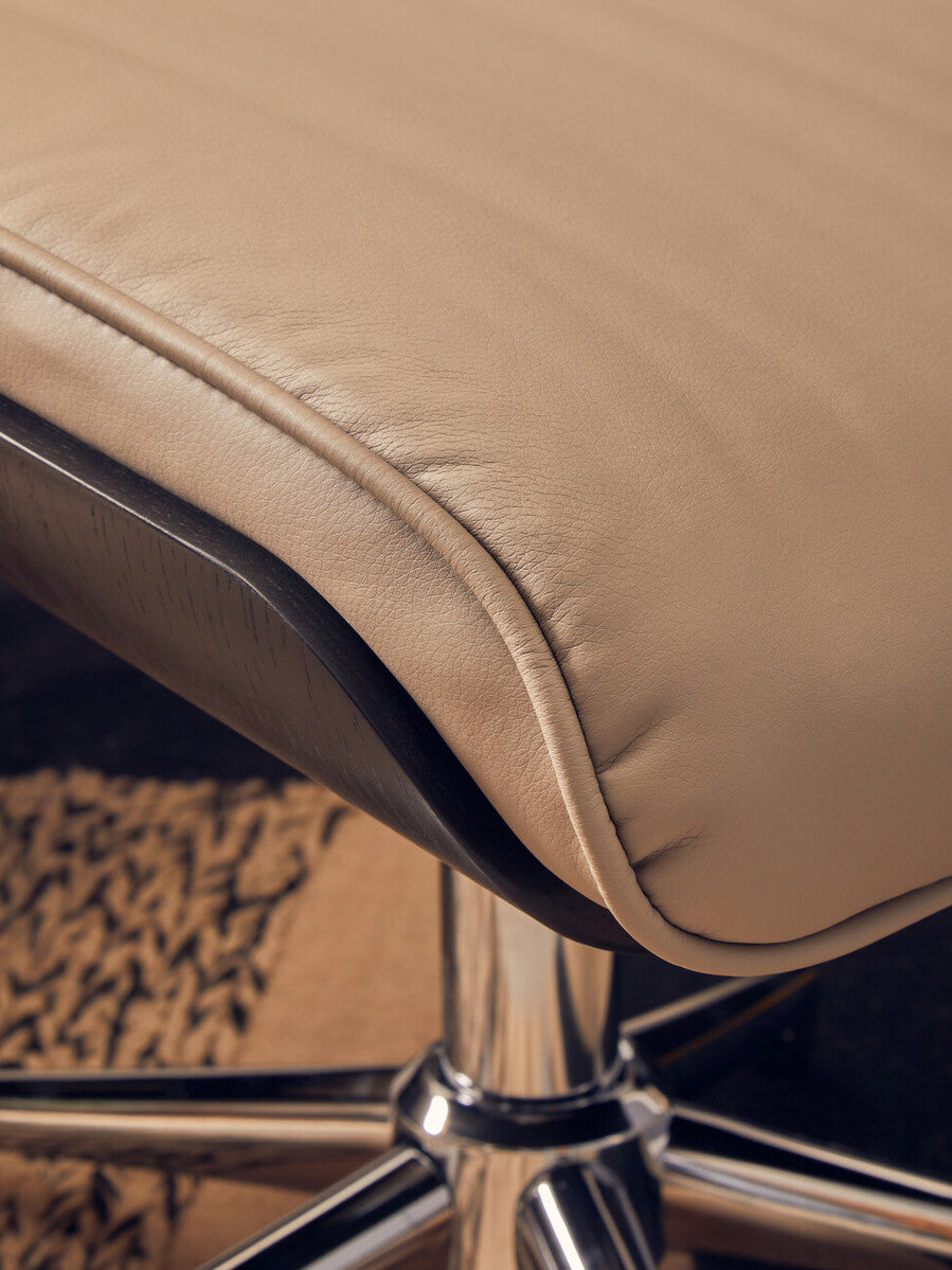 Mink Leather Effect Recliner and Footstool Set