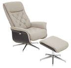 Mink Leather Effect Recliner and Footstool Set