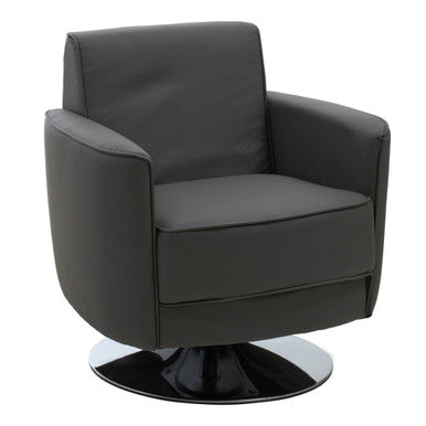 Grey Leather Effect Swivel Chair