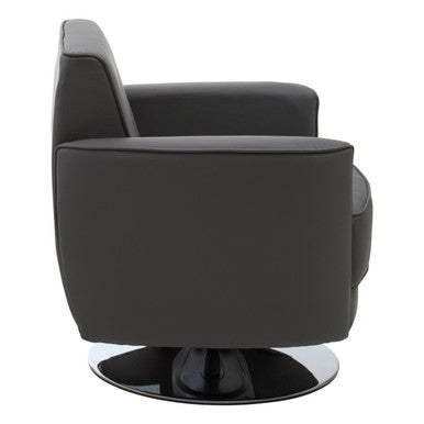 Grey Leather Effect Swivel Chair