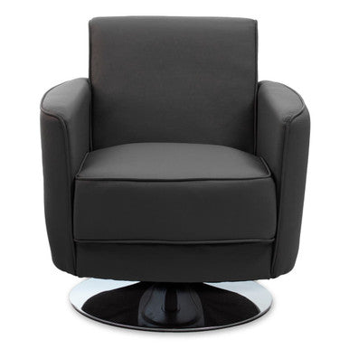 Grey Leather Effect Swivel Chair