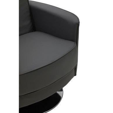 Grey Leather Effect Swivel Chair