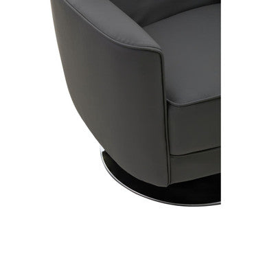Grey Leather Effect Swivel Chair