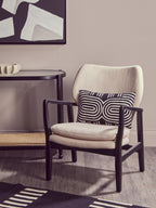 Black Elm Wooden Frame and Clear Glass Top 2-Tier Console Table with Natural Rattan Shelf