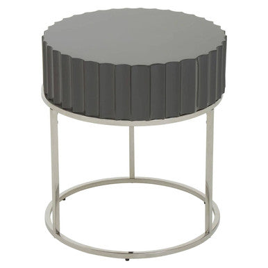 Grey High Gloss Finish Round Side Table