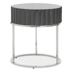 Grey High Gloss Finish Round Side Table