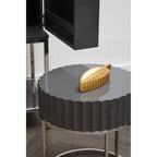 Grey High Gloss Finish Round Side Table