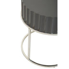 Grey High Gloss Finish Round Side Table