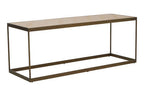 Oak Veneer Coffee Table with Brushed Brass Frame