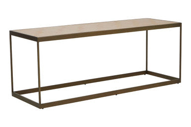 Oak Veneer Coffee Table with Brushed Brass Frame