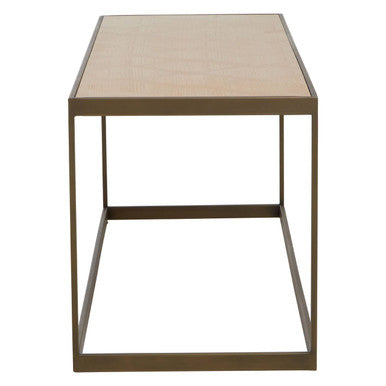 Oak Veneer Coffee Table with Brushed Brass Frame