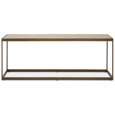 Oak Veneer Coffee Table with Brushed Brass Frame