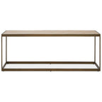 Oak Veneer Coffee Table with Brushed Brass Frame