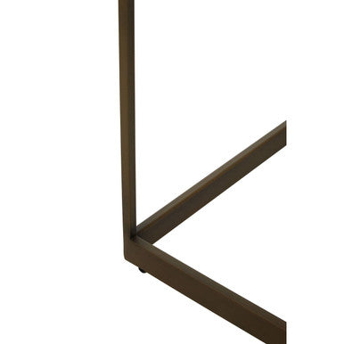 Oak Veneer Coffee Table with Brushed Brass Frame