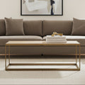 Oak Veneer Coffee Table with Brushed Brass Frame