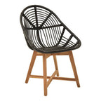Black Rattan Chair with Rattan Seat