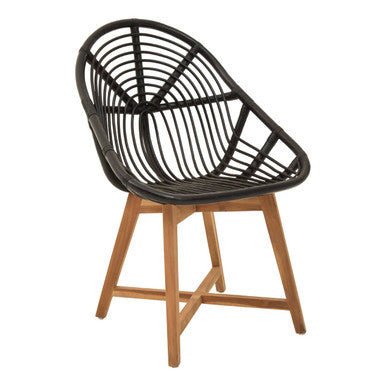 Black Rattan Chair with Rattan Seat