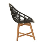 Black Rattan Chair with Rattan Seat