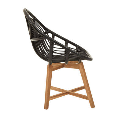 Black Rattan Chair with Rattan Seat