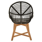 Black Rattan Chair with Rattan Seat