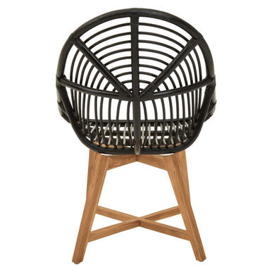 Black Rattan Chair with Rattan Seat
