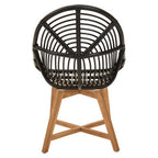 Black Rattan Chair with Rattan Seat