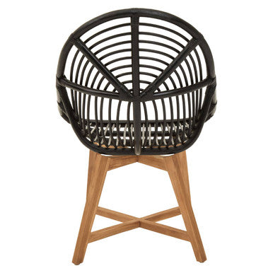 Black Rattan Chair with Rattan Seat