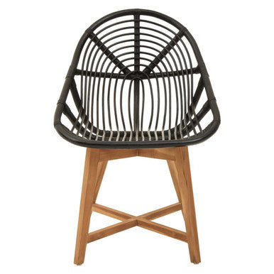 Black Rattan Chair with Rattan Seat