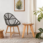 Black Rattan Chair with Rattan Seat