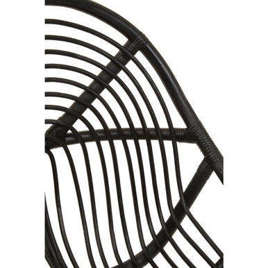 Black Rattan Chair with Rattan Seat