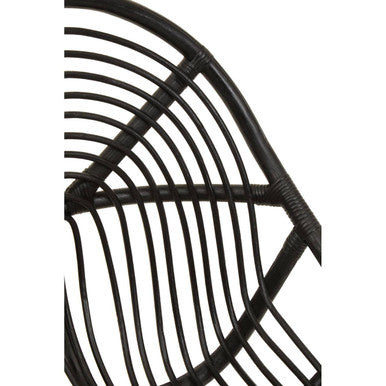 Black Rattan Chair with Rattan Seat
