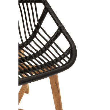Black Rattan Chair with Rattan Seat