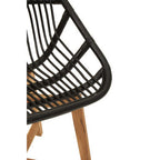 Black Rattan Chair with Rattan Seat