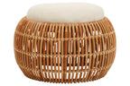Natural Rattan Bench with Cream Cushion