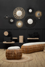 Natural Rattan Bench with Cream Cushion
