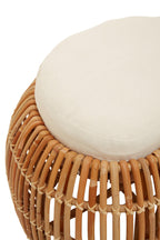 Natural Rattan Bench with Cream Cushion