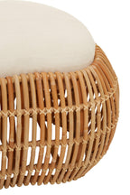 Natural Rattan Bench with Cream Cushion