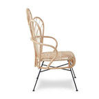 Black Rattan Accent Chair with Scalloped Back