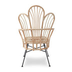 Black Rattan Accent Chair with Scalloped Back