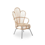 Black Rattan Accent Chair with Scalloped Back