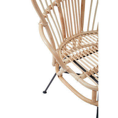 Black Rattan Accent Chair with Scalloped Back