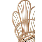 Black Rattan Accent Chair with Scalloped Back