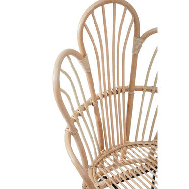 Black Rattan Accent Chair with Scalloped Back