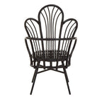 Black Natural Rattan and Black Metal Scalloped Back Chair