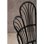 Black Natural Rattan and Black Metal Scalloped Back Chair
