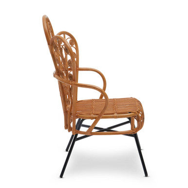 Natural Rattan Chair with Scalloped Back