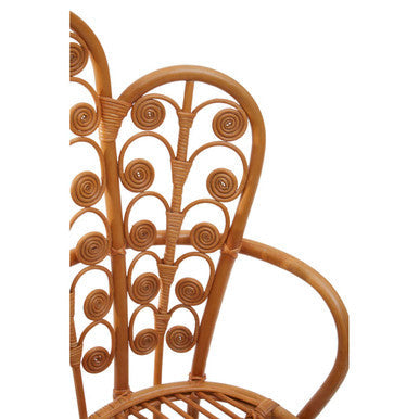 Natural Rattan Chair with Scalloped Back