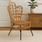Natural Rattan Chair with Scalloped Back