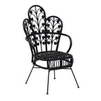 Black Natural Rattan Scalloped Back Chair